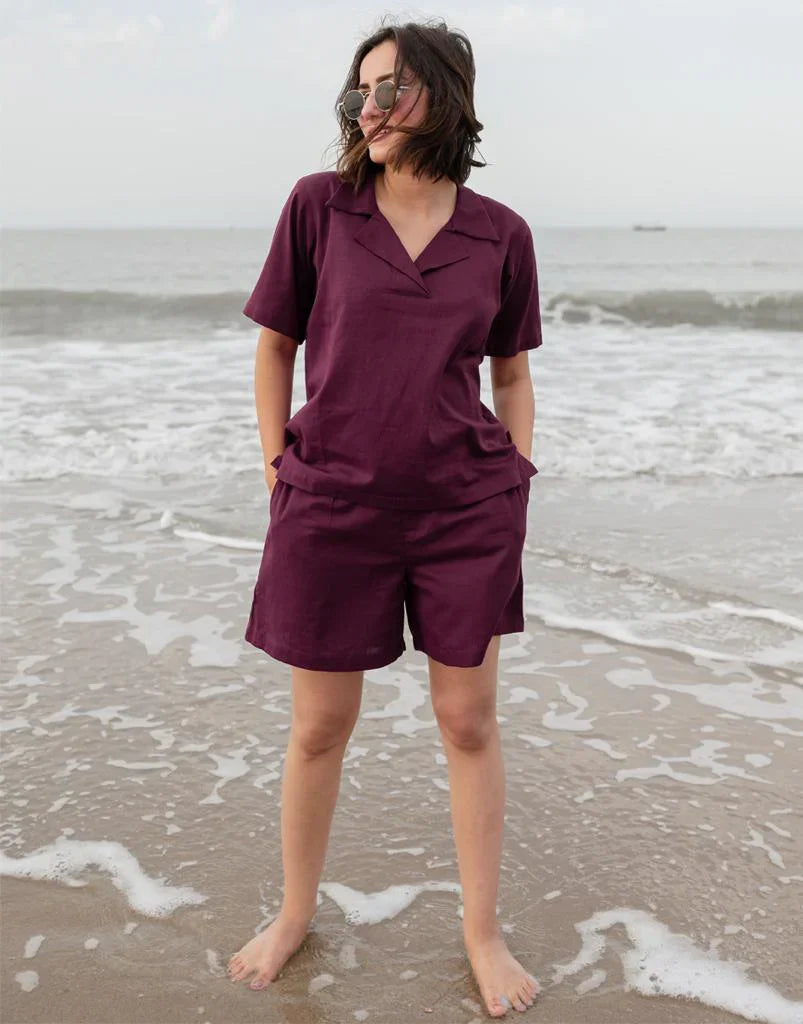 Mulberry Wine Cotton Co-ord Set