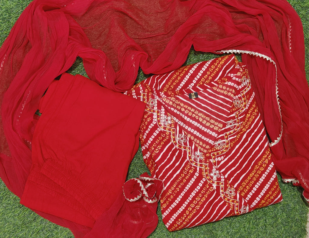 Red Anarkali Kurta Set With Angrakha Style For Women