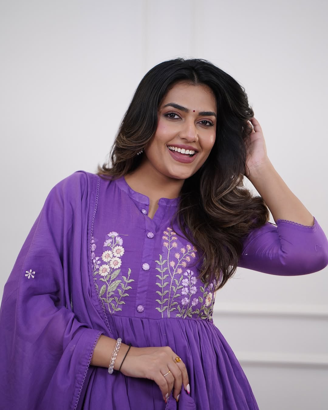 Graceful Purple Anarkali Suit with Subtle Floral Embroidery